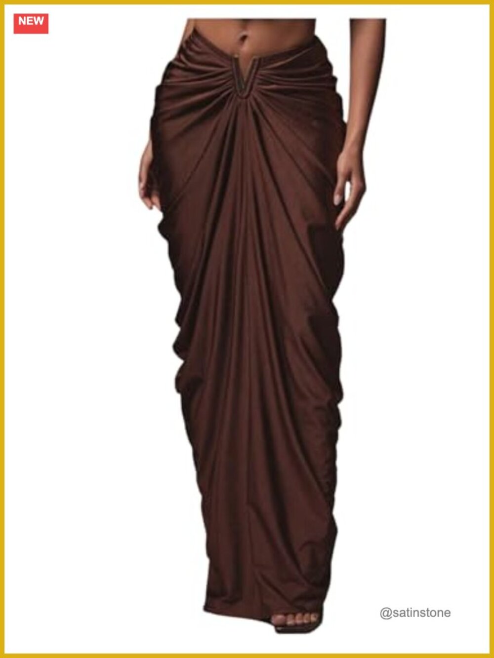 Ruched Bodycon Maxi Skirt High Waist Stretch Cocktail Party